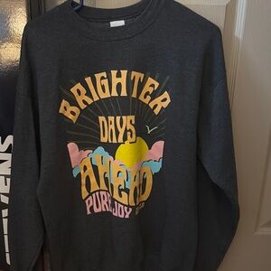 Gray Graphic Sweatshirt with Colorful Print